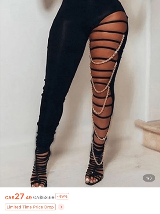 SHEIN Pants - Strappy Cutout Chain Accent Black leggings